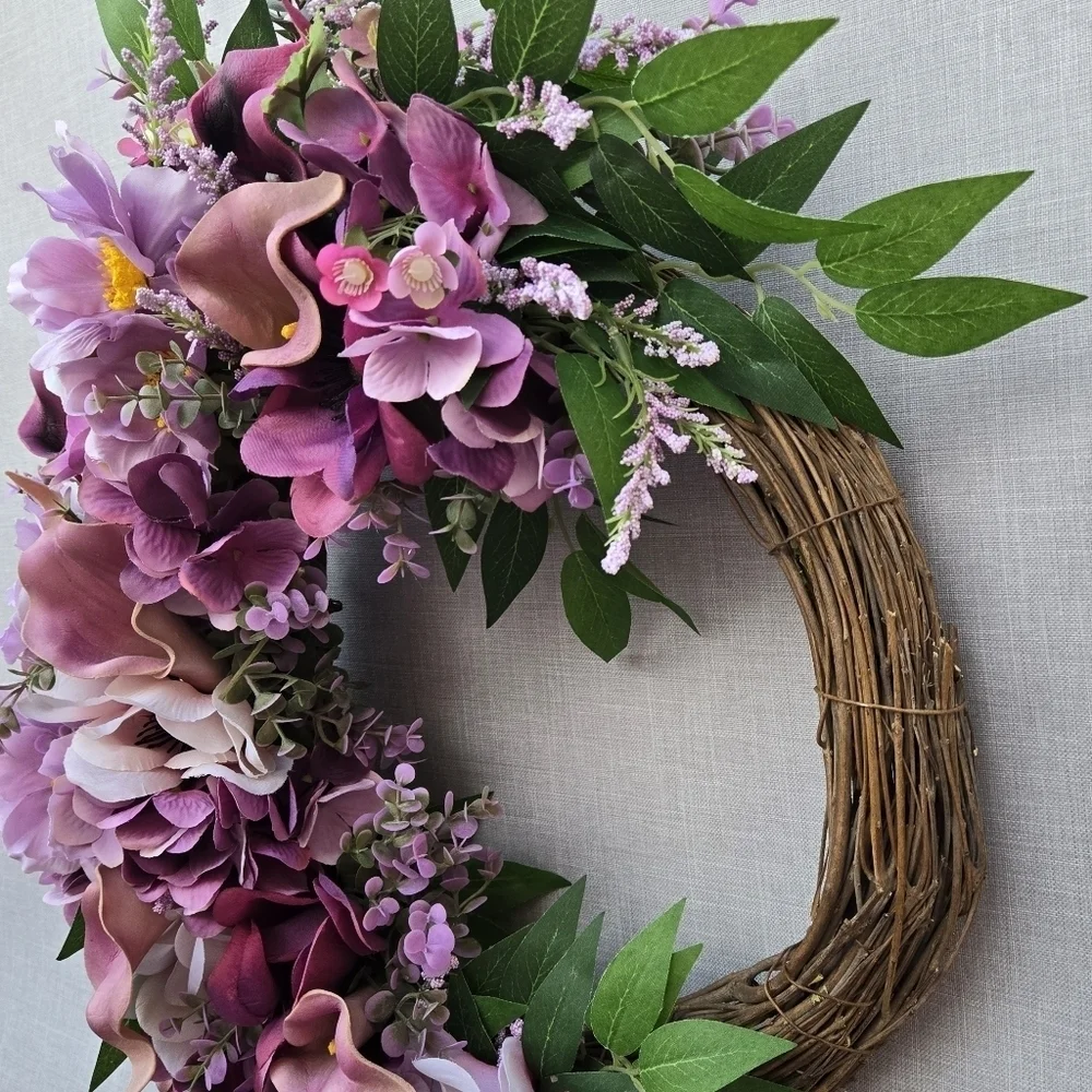 Handmade Elegant Purple and Pink Floral Wreath